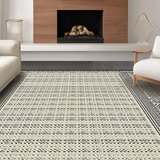 Ultra Soft Area Rug, Non Slip, Stain Resistant, Washable Area Rugs for Living Room, Bedroom, Sophisticated Monochrome Parquet Style(Beige)