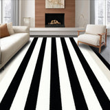 Ultra Soft Area Rug, Non Slip, Stain Resistant, Washable Area Rugs for Living Room, Bedroom, Striped Modern Kitchen Washable Area Rug(Black)