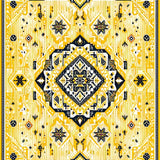 Ultra Soft Area Rug, Non Slip, Stain Resistant, Washable Area Rugs for Living Room, Bedroom, Elegant Cozy Medallion Design(Yellow)
