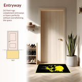 Ultra Soft Area Rug, Non Slip, Stain Resistant, Washable Area Rugs for Living Room, Bedroom, Vibrant Youthful Graphic Design(Yellow)