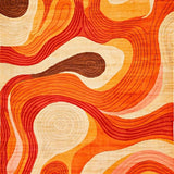 Ultra Soft Area Rug, Non Slip, Stain Resistant, Washable Area Rugs for Living Room, Bedroom, Retro Abstract Wavy Composition(Orange)