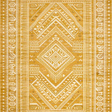 Ultra Soft Area Rug, Non Slip, Stain Resistant, Washable Area Rugs for Living Room, Bedroom, Chic Half-Circle Rustic Motif(Yellow)