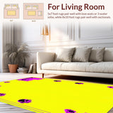 Ultra Soft Area Rug, Non Slip, Stain Resistant, Washable Area Rugs for Living Room, Bedroom, Dazzling Multicolor Skull Fusion(Yellow)