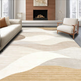 Ultra Soft Area Rug, Non Slip, Stain Resistant, Washable Area Rugs for Living Room, Bedroom, Contemporary Abstract with Flowing Wave Motifs and Sand Hues(Beige)