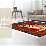 Ultra Soft Area Rug, Non Slip, Stain Resistant, Washable Area Rugs for Living Room, Bedroom, Funky Ethnic Animal Print(Red)