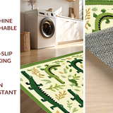 Ultra Soft Area Rug, Non Slip, Stain Resistant, Washable Area Rugs for Living Room, Bedroom, Vibrant Animal Print Decorative Accent(Green)