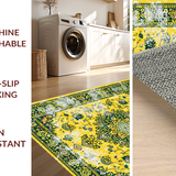 Ultra Soft Area Rug, Non Slip, Stain Resistant, Washable Area Rugs for Living Room, Bedroom, Eclectic Vibrant Leafy Motif(Yellow)
