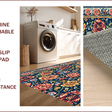 Ultra Soft Area Rug, Non Slip, Stain Resistant, Washable Area Rugs for Living Room, Bedroom, Paisley Floral Printed(Blue)