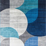 Ultra Soft Area Rug, Non Slip, Stain Resistant, Washable Area Rugs for Living Room, Bedroom, Contemporary Soft Circular Aesthetic(Blue)