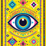 Ultra Soft Area Rug, Non Slip, Stain Resistant, Washable Area Rugs for Living Room, Bedroom, Creative Colorful Talisman Motif(Yellow)