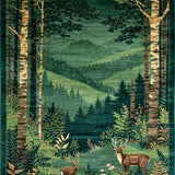 Ultra Soft Area Rug, Non Slip, Stain Resistant, Washable Area Rugs for Living Room, Bedroom, Artful Retro Animal Shapes(Green)