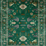 Ultra Soft Area Rug, Non Slip, Stain Resistant, Washable Area Rugs for Living Room, Bedroom, Eclectic Abstract Jungle Motif(Green)