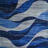 Ultra Soft Area Rug, Non Slip, Stain Resistant, Washable Area Rugs for Living Room, Bedroom, Bold Geometric Layered Visuals(Blue)