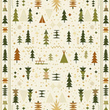 Beige Camper Expedition with Geometric Tent and Pine Tree Motifs(Beige)