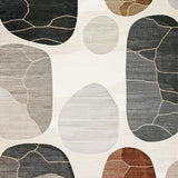 Ultra Soft Area Rug, Non Slip, Stain Resistant, Washable Area Rugs for Living Room, Bedroom, Neutral Zen Stones Featuring Layered Geometric Rock(Gray)