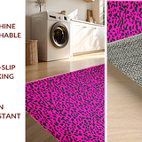 Ultra Soft Area Rug, Non Slip, Stain Resistant, Washable Area Rugs for Living Room, Bedroom, Vibrant Youthful Leopard Motif(Pink)