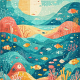 Ultra Soft Area Rug, Non Slip, Stain Resistant, Washable Area Rugs for Living Room, Bedroom, Interactive Ocean-Themed Rug for Learning with Numbers and Shapes(Blue)