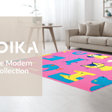 Ultra Soft Area Rug, Non Slip, Stain Resistant, Washable Area Rugs for Living Room, Bedroom, Interactive Colorful Child-Friendly Graphics(Pink)
