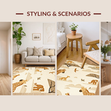 Ultra Soft Area Rug, Non Slip, Stain Resistant, Washable Area Rugs for Living Room, Bedroom, Vibrant Animal Print Motif(Beige)