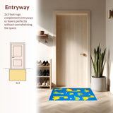 Ultra Soft Area Rug, Non Slip, Stain Resistant, Washable Area Rugs for Living Room, Bedroom, Whimsical Blue Animal Motifs(Blue)