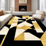 Ultra Soft Area Rug, Non Slip, Stain Resistant, Washable Area Rugs for Living Room, Bedroom, Abstract Pattern Kitchen Throw with Gold Highlights(Gold)