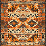 Ultra Soft Area Rug, Non Slip, Stain Resistant, Washable Area Rugs for Living Room, Bedroom, Rustic Warm Earth Tone Patterns(Orange)