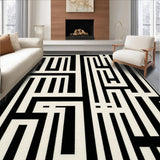 Modern Black and White Striped Area Unique Woven Design for Stylish Homes(Beige)
