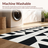 Ultra Soft Area Rug, Non Slip, Stain Resistant, Washable Area Rugs for Living Room, Bedroom, Black White Stripe Outdoor Rug(Black)
