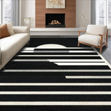 Ultra Soft Area Rug, Non Slip, Stain Resistant, Washable Area Rugs for Living Room, Bedroom, Artisan Woven Contrasting Striped Rug For Chic Layered Entryway Decor(Black)