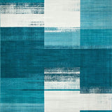 Ultra Soft Area Rug, Non Slip, Stain Resistant, Washable Area Rugs for Living Room, Bedroom, Contemporary Abstract Teal Geometry(Blue)