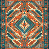 Ultra Soft Area Rug, Non Slip, Stain Resistant, Washable Area Rugs for Living Room, Bedroom, Luxurious Multicolor Geometric Arrangement(Orange)