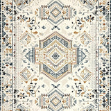 Ultra Soft Area Rug, Non Slip, Stain Resistant, Washable Area Rugs for Living Room, Bedroom, Chic Neutral Ethnic Patterned Mat(White)