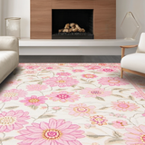 Ultra Soft Area Rug, Non Slip, Stain Resistant, Washable Area Rugs for Living Room, Bedroom, Whimsical Soft Color Blossom(White)