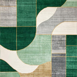 Ultra Soft Area Rug, Non Slip, Stain Resistant, Washable Area Rugs for Living Room, Bedroom, Chic Earthy Abstract Motif(Green)