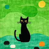 Ultra Soft Area Rug, Non Slip, Stain Resistant, Washable Area Rugs for Living Room, Bedroom, Charming Playful Cat Silhouette(Green)