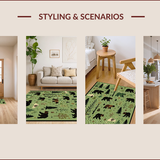 Ultra Soft Area Rug, Non Slip, Stain Resistant, Washable Area Rugs for Living Room, Bedroom, Charming Bear and Moose Designs(Green)
