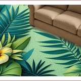 Ultra Soft Area Rug, Non Slip, Stain Resistant, Washable Area Rugs for Living Room, Bedroom, Hawaiian Botanical Bedroom Soft Floor Rug(Green)