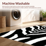 Ultra Soft Area Rug, Non Slip, Stain Resistant, Washable Area Rugs for Living Room, Bedroom, Black and White Zebra Entryway Non-Slip Rug(Black)
