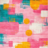 Ultra Soft Area Rug, Non Slip, Stain Resistant, Washable Area Rugs for Living Room, Bedroom, Artful Fluid Color Composition(Pink)