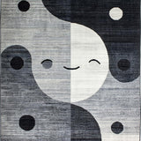 Ultra Soft Area Rug, Non Slip, Stain Resistant, Washable Area Rugs for Living Room, Bedroom, Trendy Monochrome Yin-Yang Aesthetic(Gray)