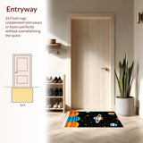 Ultra Soft Area Rug, Non Slip, Stain Resistant, Washable Area Rugs for Living Room, Bedroom, Celestial Multicolor Planetary Display(Black)