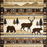 Ultra Soft Area Rug, Non Slip, Stain Resistant, Washable Area Rugs for Living Room, Bedroom, Charming Vintage Wildlife Art(Beige)