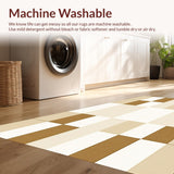Ultra Soft Area Rug, Non Slip, Stain Resistant, Washable Area Rugs for Living Room, Bedroom, Cream & Tan Checkered Area Modern Block Print Floor(Beige)