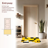 Ultra Soft Area Rug, Non Slip, Stain Resistant, Washable Area Rugs for Living Room, Bedroom, Contemporary Yellow Geometric Fusion(Yellow)