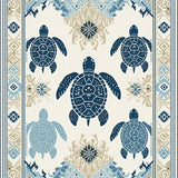 Ultra Soft Area Rug, Non Slip, Stain Resistant, Washable Area Rugs for Living Room, Bedroom, Elegant Neutral Sea Life Motif(White)