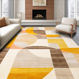 Modern Abstract Tan Beige Yellow Geometric Bathroom Floor Mat(Yellow)