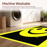 Ultra Soft Area Rug, Non Slip, Stain Resistant, Washable Area Rugs for Living Room, Bedroom, Retro Smiley Face Geometric Style(Yellow)