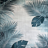 Ultra Soft Area Rug, Non Slip, Stain Resistant, Washable Area Rugs for Living Room, Bedroom, Trendy Two-Tone Tropical Aesthetic(Blue)