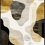 Ultra Soft Area Rug, Non Slip, Stain Resistant, Washable Area Rugs for Living Room, Bedroom, Contemporary Beige Area Black Gold Abstract Accent(Beige)