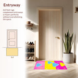 Ultra Soft Area Rug, Non Slip, Stain Resistant, Washable Area Rugs for Living Room, Bedroom, Dynamic Cheerful Outdoor Vibe(Pink)